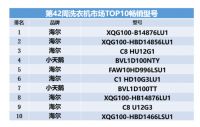 洗衣机畅销TOP10型号∶海尔8款、小天鹅2款