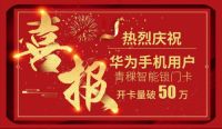 热烈祝贺华为钱包用户青稞智能锁门卡开卡量破50万！