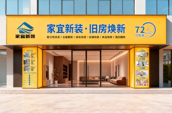 家宜新装老房子整改项目品牌:源头材料工厂和施工团队加服务,全链条旧房焕新赋能加盟商
