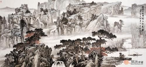国画名家林德坤写意山水作品《过雨看松色,随山到水源》