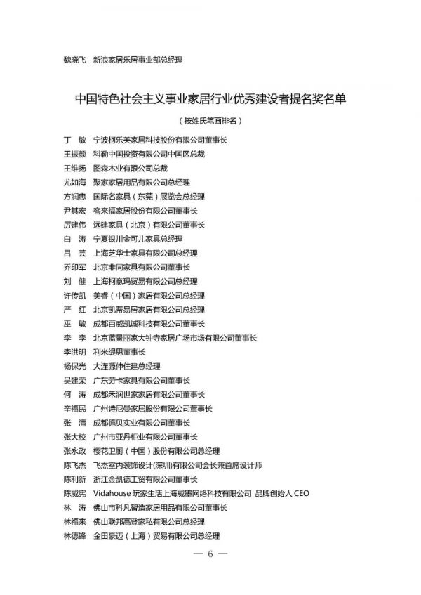2019新中国成立七十周年中国特色社会主义事业家居行业优秀建设者人选名单出炉