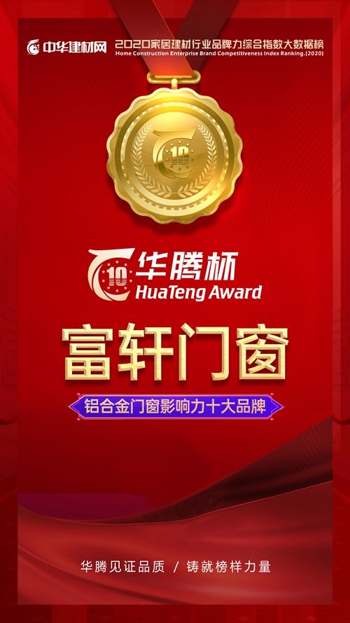 华腾杯荣耀榜单揭晓|富轩门窗蝉联“铝合金门窗十佳品牌”,并荣获“铝合金影响力十大品牌”