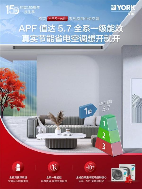 成天开空调太费电?约克中央空调YES-will系列助全家“开空调自由”
