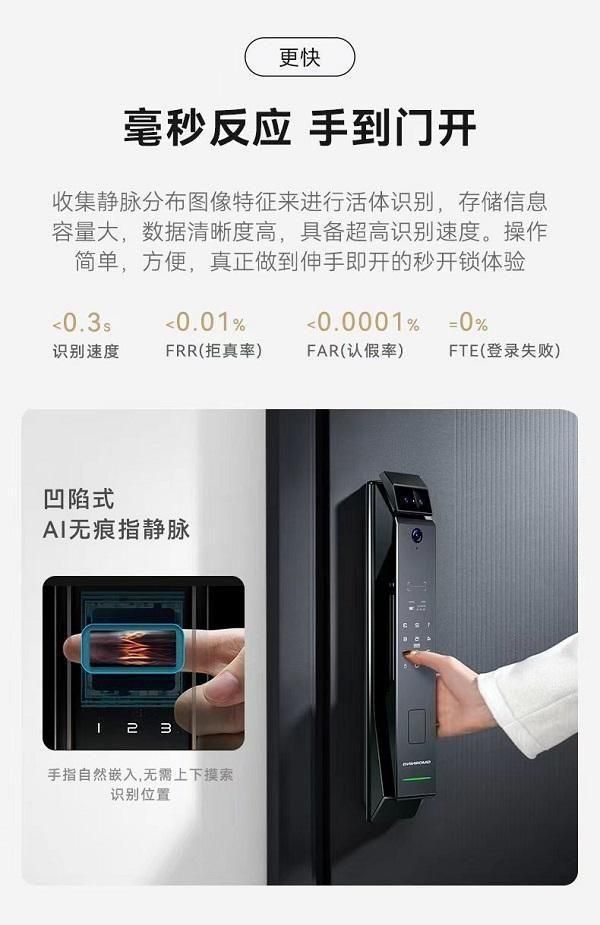 吉猫临智能门锁M30Pro:全面融入静脉解锁技术,让生活更加简单、更加便捷!